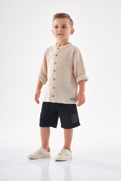 Bata em Tecido Infantil Meninos (Off White) Up Baby