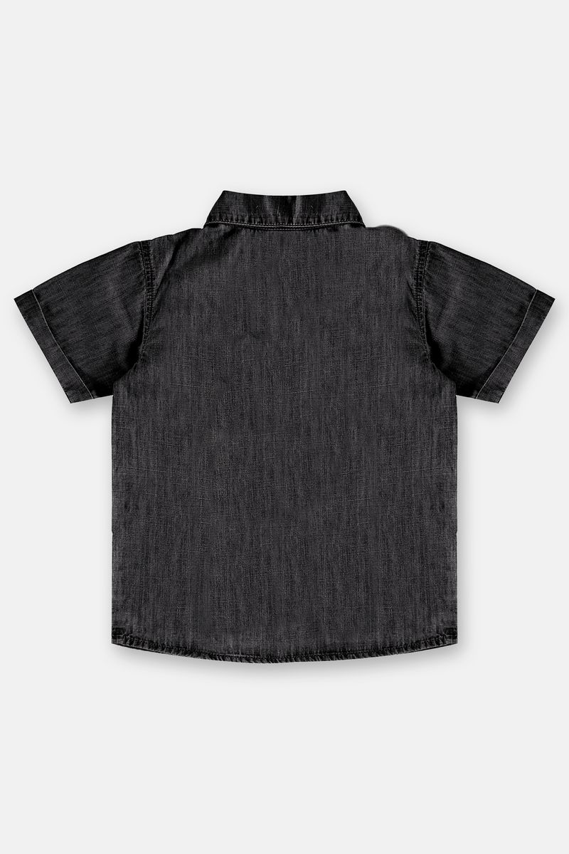 Up-Baby---Camisa-Jeans-Manga-Curta-para-Menino-Preto