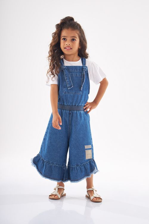 Jardineira em Jeans Infantil Menina (Azul) Up Baby