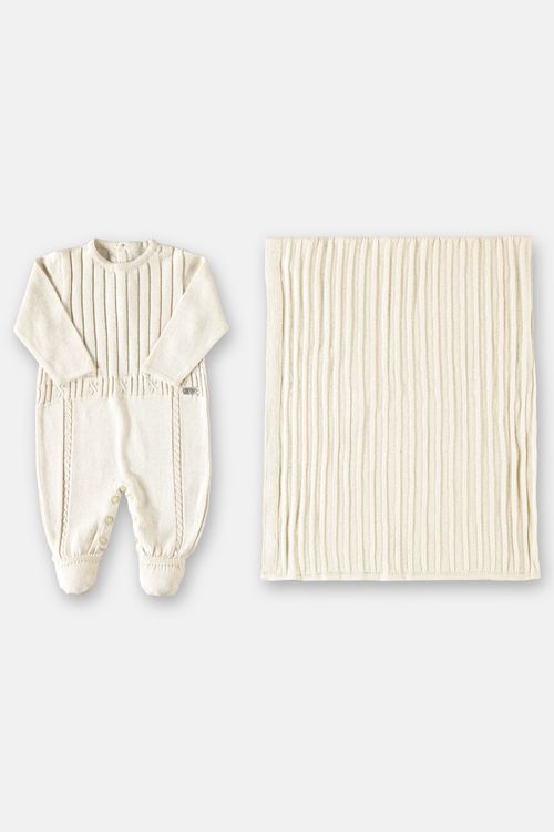 Kit Saída Maternidade em tricot (Off White) Up Baby