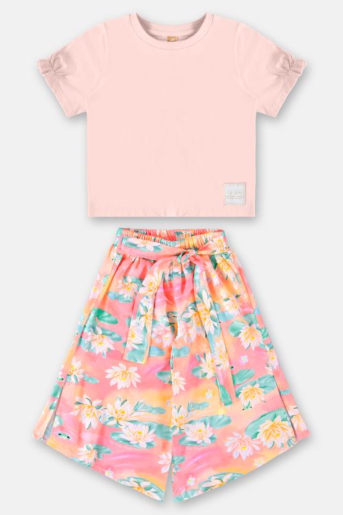 Conjunto Infantil Blusa e Calça Pantacourt (Rosa) Up Baby