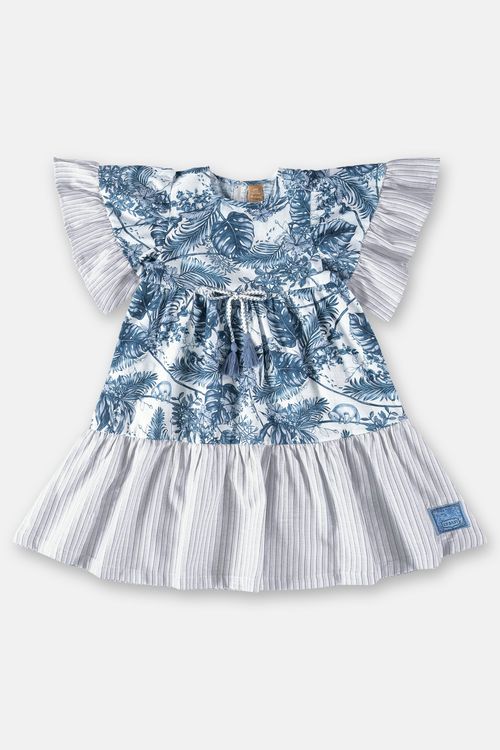 Vestido Infantil em Tecido Voil (Azul) Up Baby