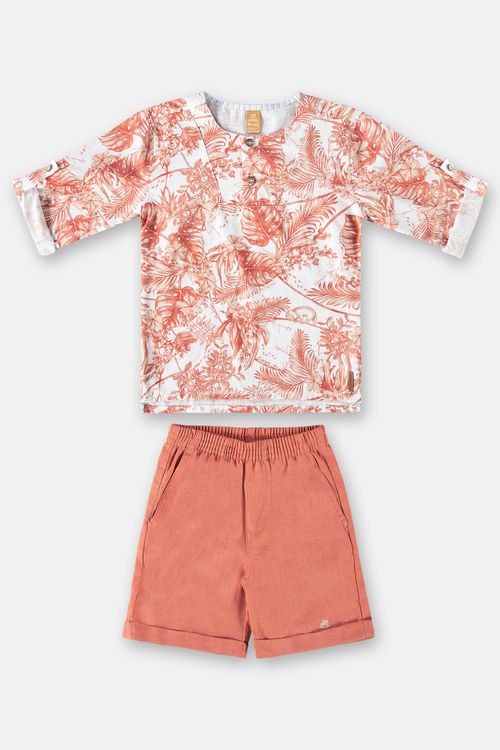 Conjunto Floral Sketch Infantil para Meninos (Laranja) Up Baby
