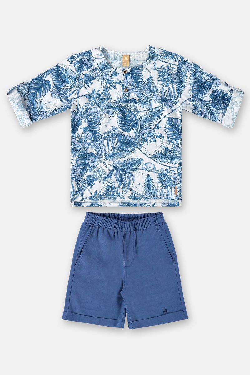 Conjunto-Floral-Sketch-Infantil-para-Meninos--Azul--Up-Baby