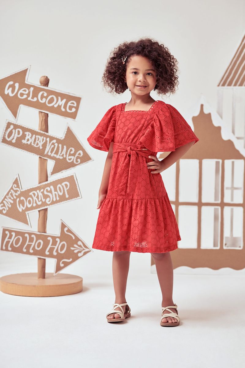 Vestido de Bebê Casual Vermelho Manga Princesa da Up Baby - Tipinhos Moda  Infantil e Juvenil