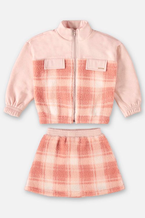 Conjunto Jaqueta e Short-Saia Infantil Menina (Rosa) Up Baby