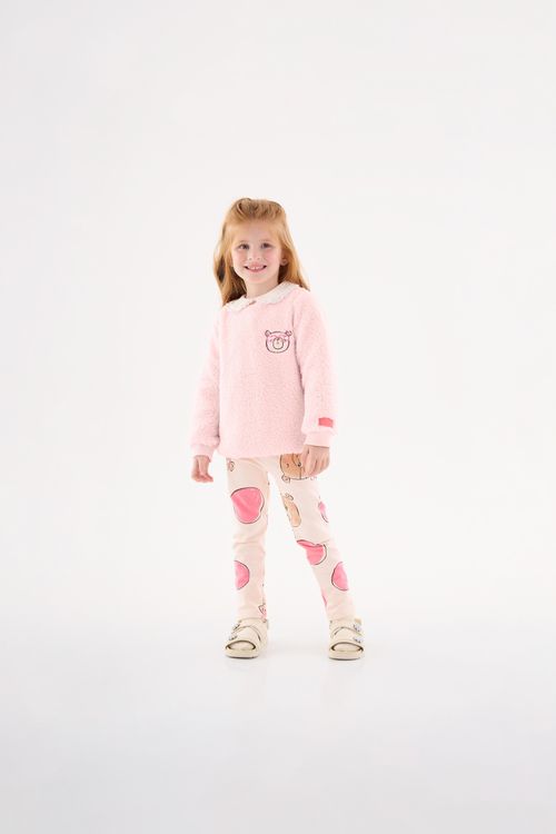 Conjunto Blusão e Legging Infantil Menina (Rosa) Up Baby