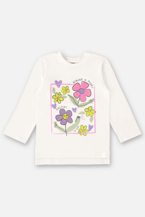 Blusa Manga Longa Menina Infantil (Off White) Up Baby