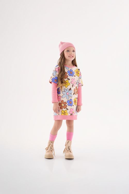 Vestido Manga Longa Infantil (Rosa) Up Baby