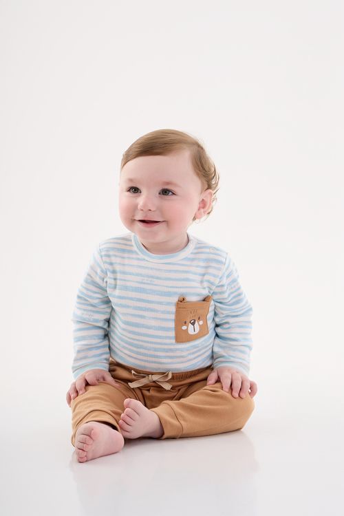Body Manga Longa Comfy para Bebê Menino (Azul) Up Baby