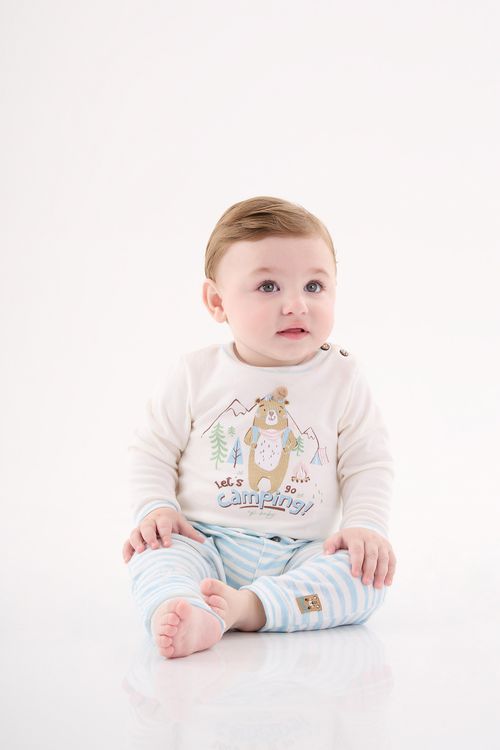 Conjunto Body e Calça Comfy para Bebê Menino (Off White) Up Baby