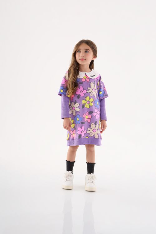 Vestido Manga Longa Infantil (Roxo) Up Baby