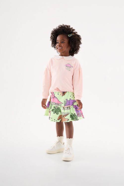 Conjunto Blusão e Saia Infantil Menina (Rosa) Up Baby
