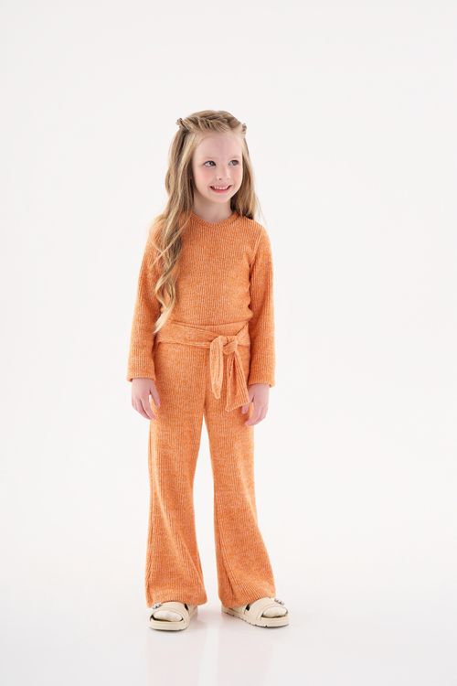 Conjunto Blusa e Calça Flare Infantil Menina (Laranja) Up Baby