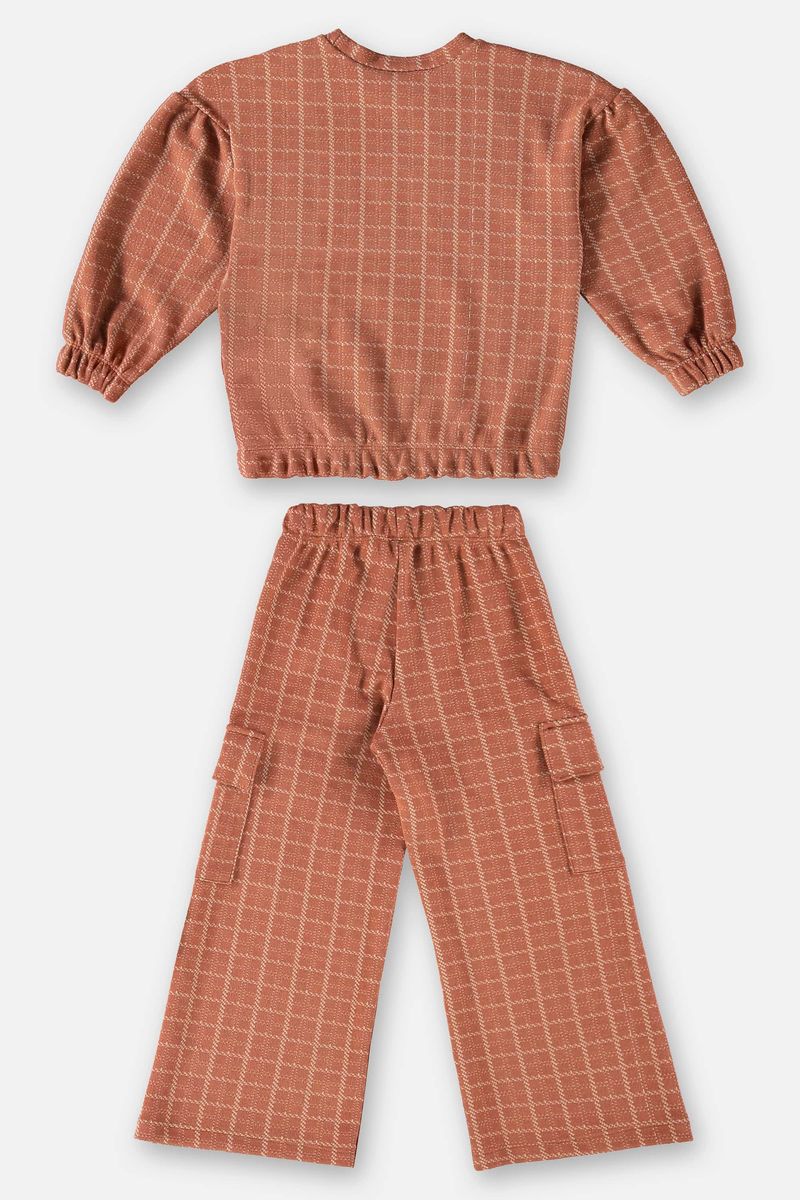 Conjunto-Blusao-e-Calca-em-Jacquard-Xadrez-Infantil-Menina--Marrom--Up-Baby
