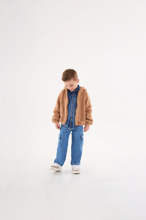 Jaqueta em Material Sintético Infantil Unissex (Marrom) Up Baby