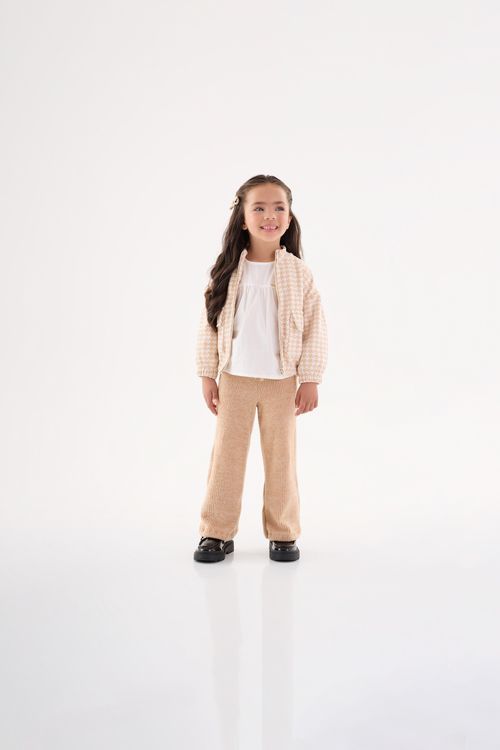 Jaqueta Xadrez Infantil Menina (Bege) Up Baby