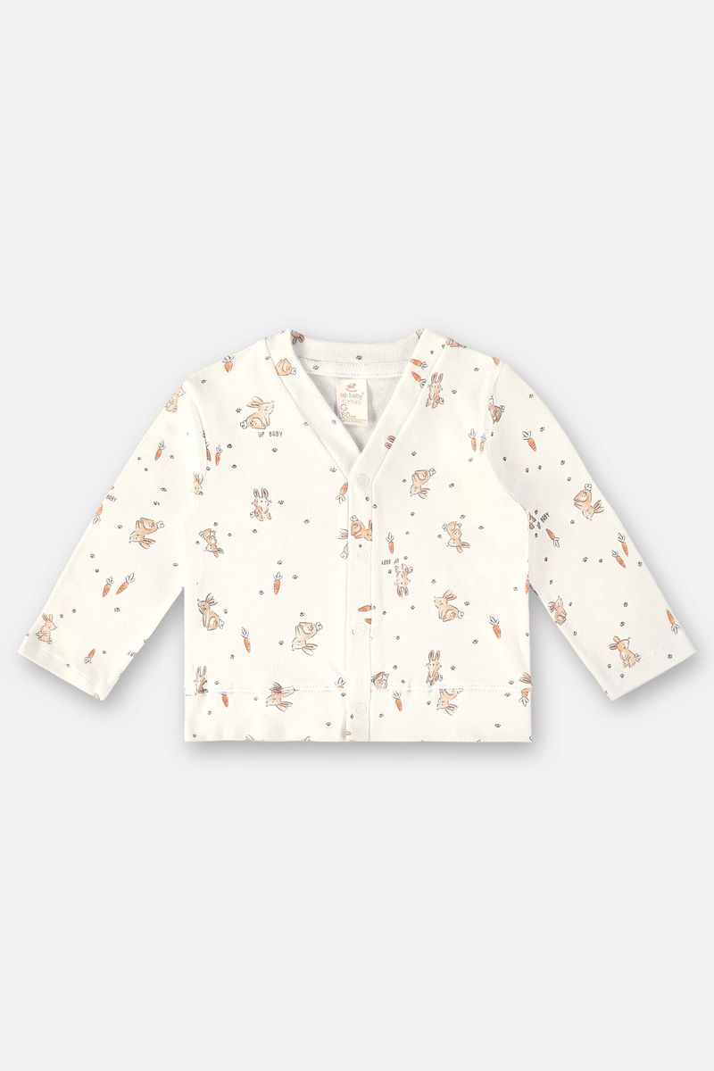 Cardigan em Suedine Bebê Menino (Off White) Up Baby