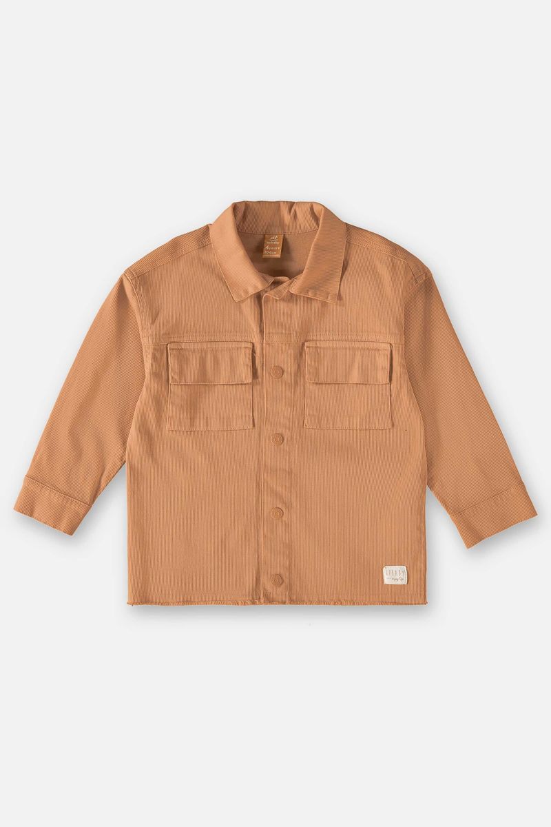 Camisa-em-Sarja-Infantil-para-Meninos--Marrom--Up-Baby