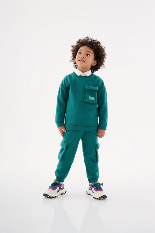 Conjunto Blusão e Calça em Moletom Infantil Menino (Verde) Up Baby