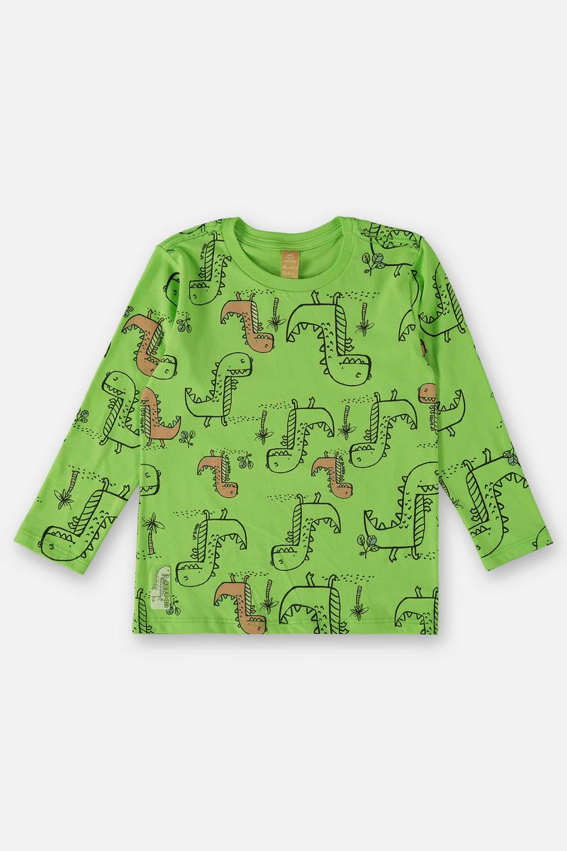 Camiseta-Manga-Longa-Infantil-para-Meninos--Verde--Up-Baby