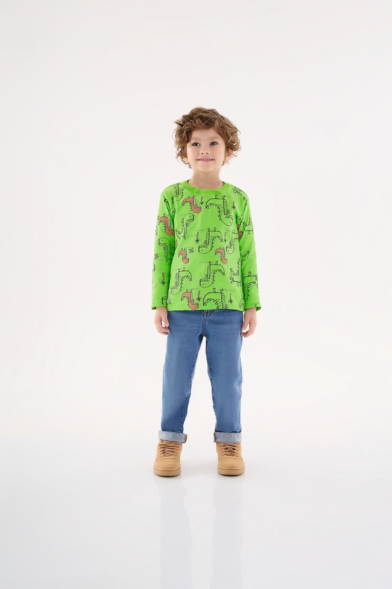 Camiseta-Manga-Longa-Infantil-para-Meninos--Verde--Up-Baby