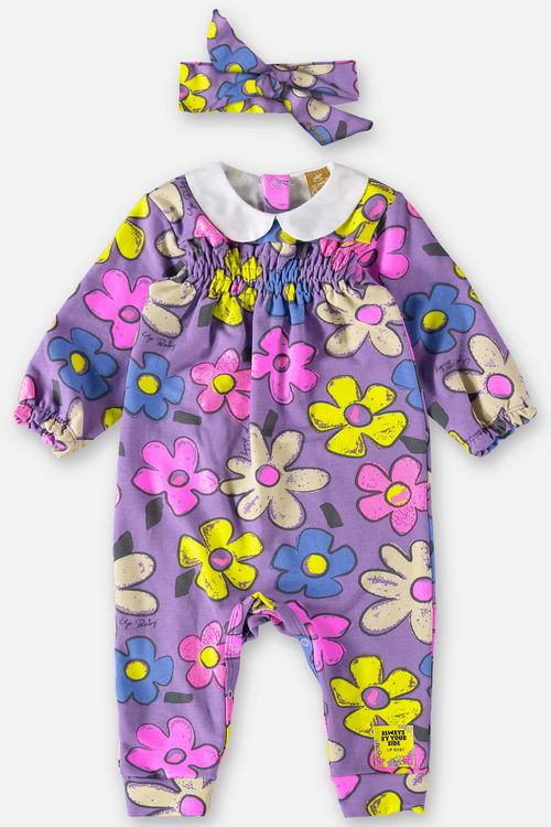 Macacão e Faixa Bebê Menina (Roxo) Up Baby