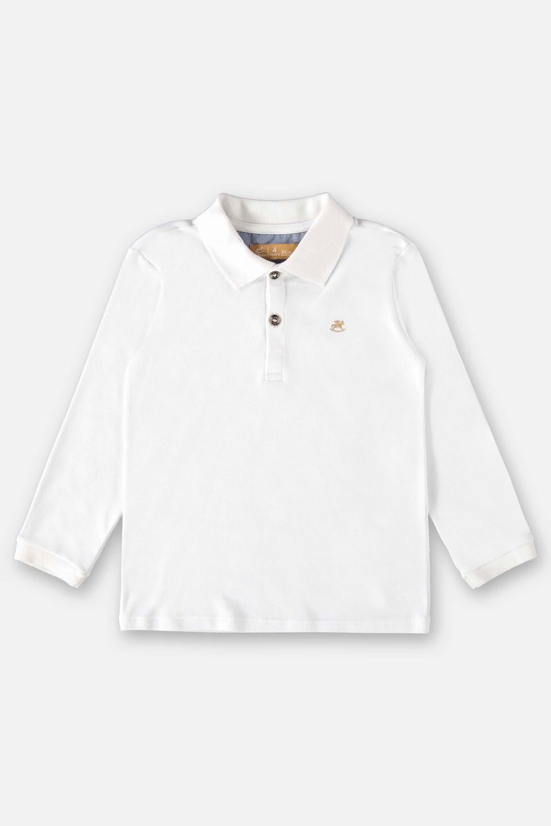Camisa-Polo-Manga-longa-em-Suedine-Infantil-Menino--Branco--Up-Baby