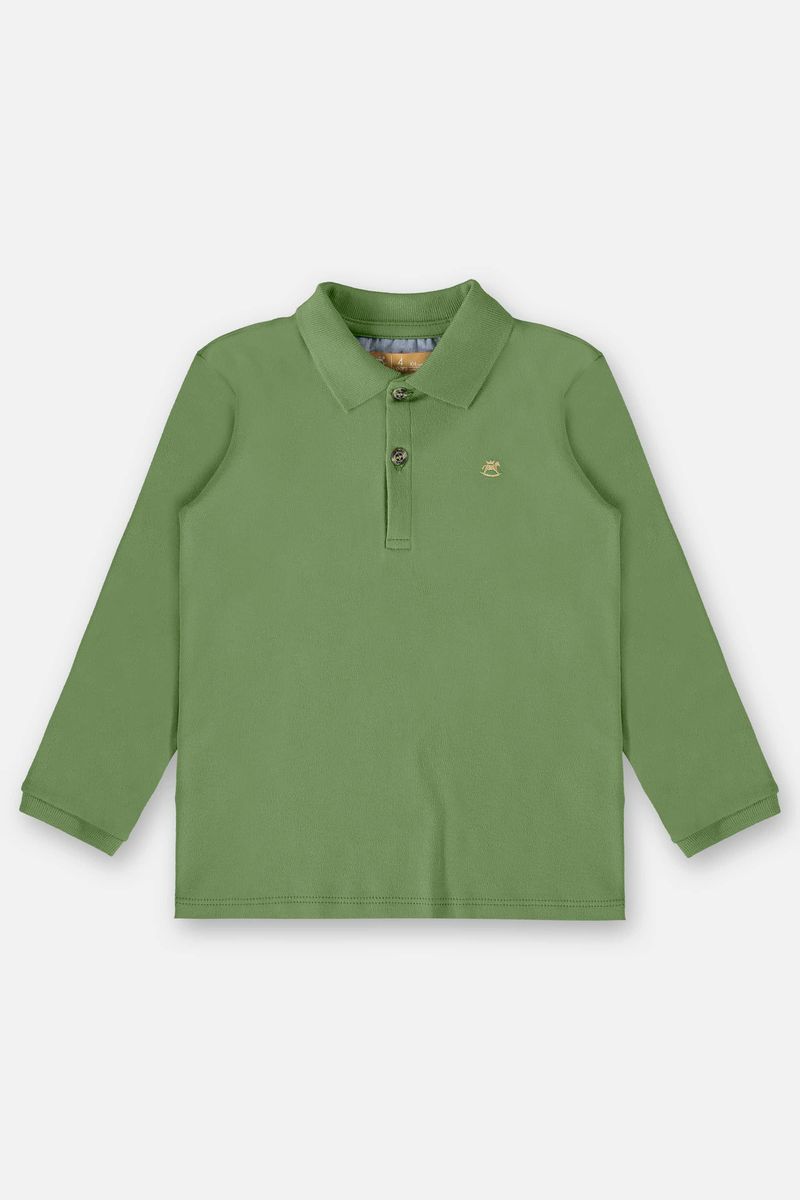 Camisa-Polo-Manga-longa-em-Suedine-Infantil-Menino--Verde--Up-Baby
