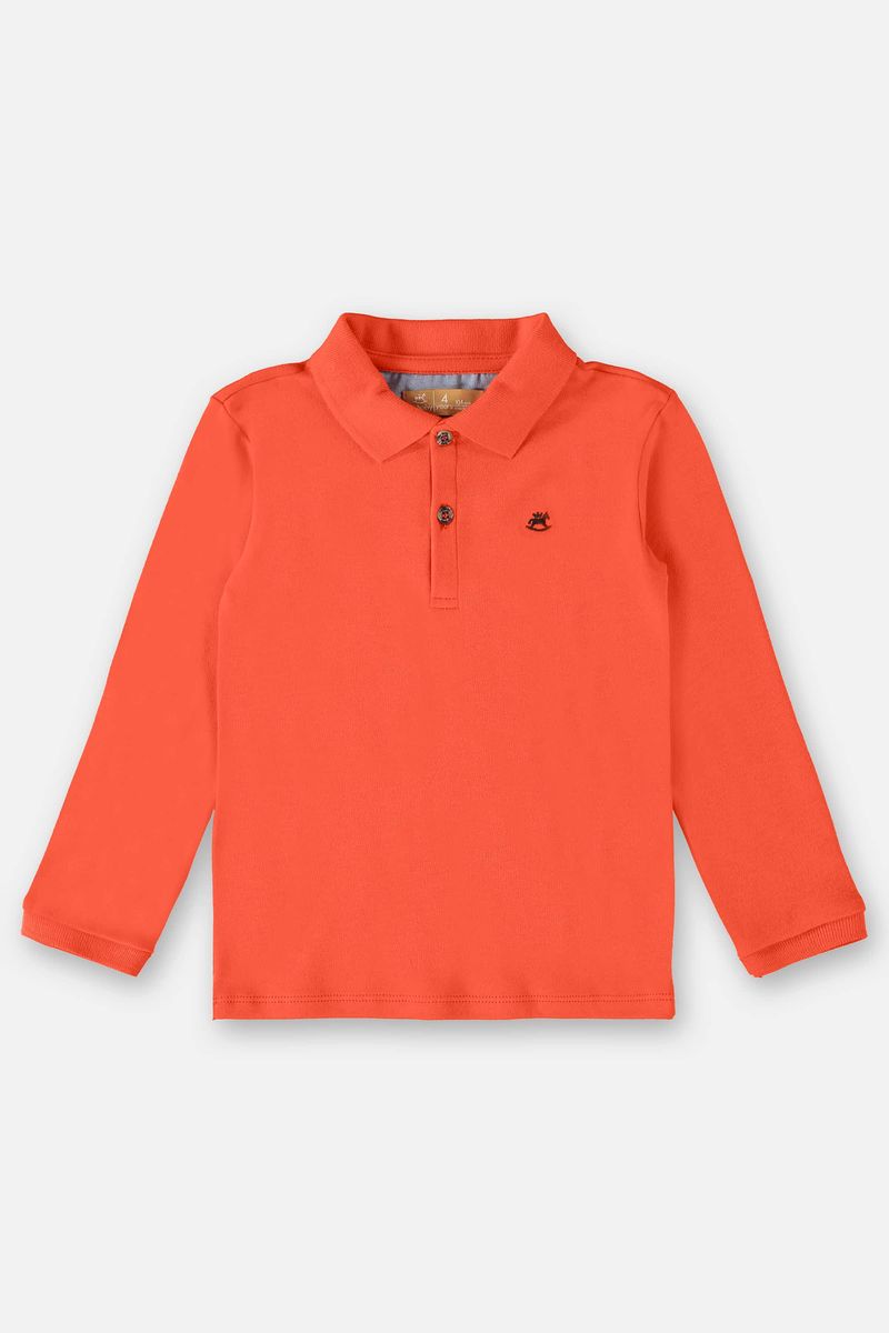 Camisa-Polo-Manga-longa-em-Suedine-Infantil-Menino--Laranja--Up-Baby