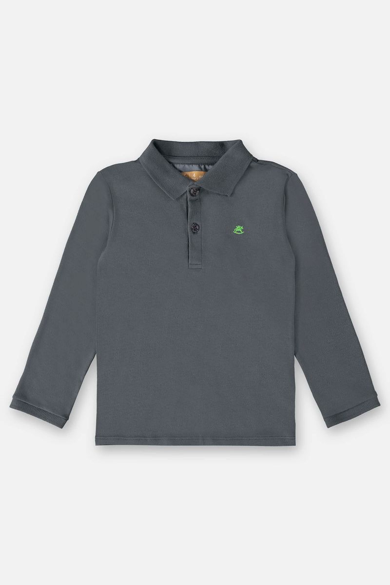Camisa-Polo-Manga-longa-em-Suedine-Infantil-Menino--Cinza--Up-Baby