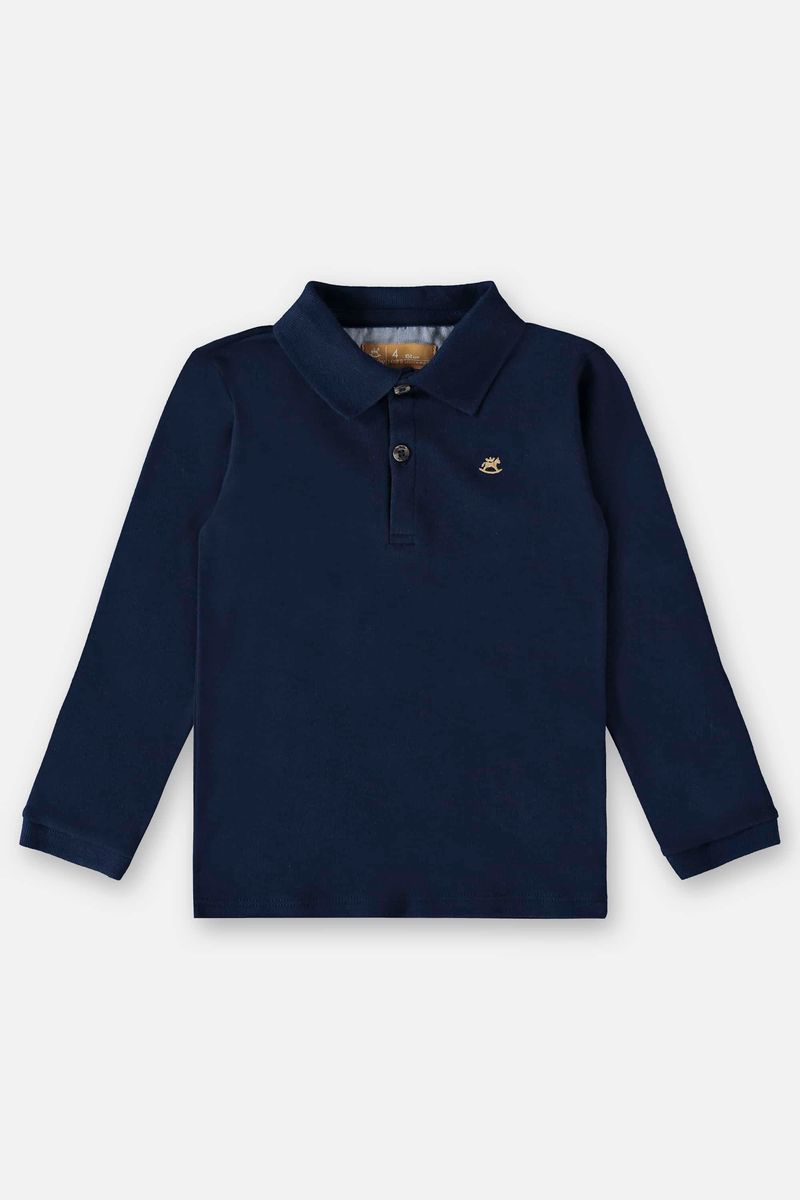 Camisa-Polo-Manga-longa-em-Suedine-Infantil-Menino--Azul--Up-Baby