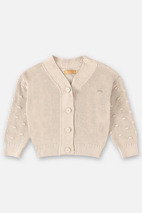 Casaco em Tricô Infantil para Meninas (Bege) Up Baby