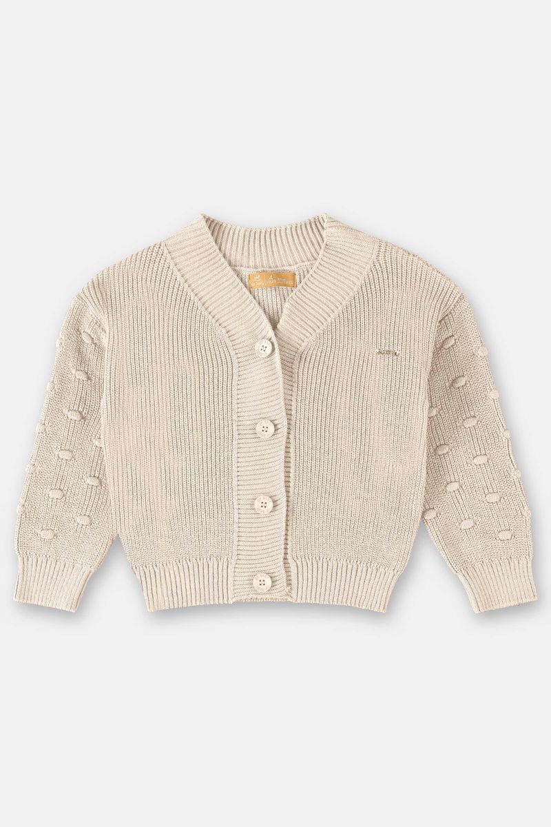 Casaco-em-Trico-Infantil-para-Meninas--Bege--Up-Baby
