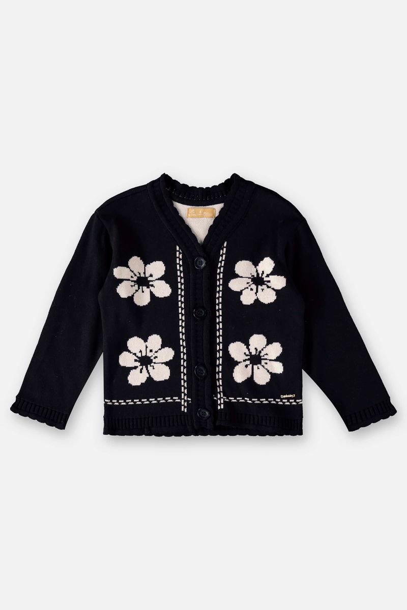 Casaco-em-Trico-Infantil-para-Meninas--Preto--Up-Baby