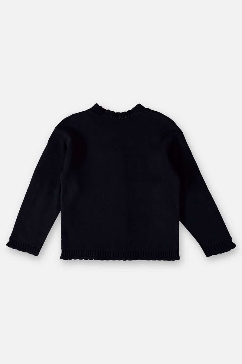 Casaco-em-Trico-Infantil-para-Meninas--Preto--Up-Baby