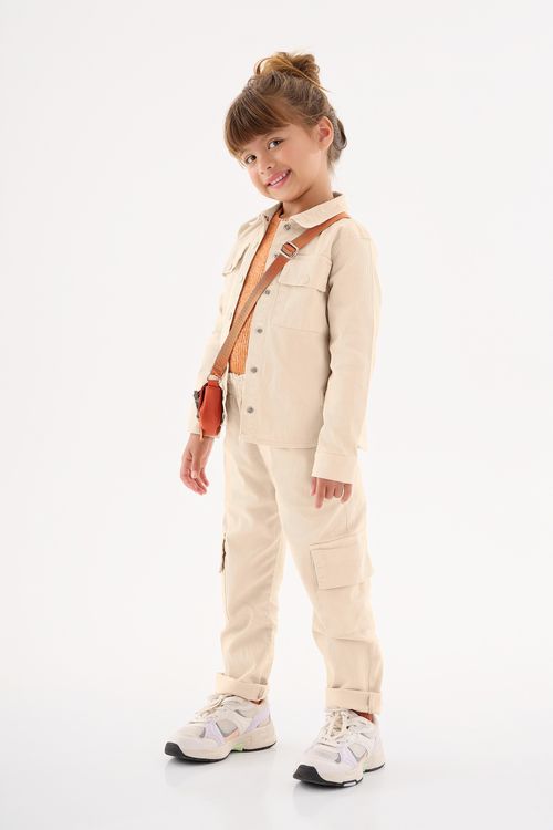Calça em Sarja Infantil Menina (Bege) Up Baby