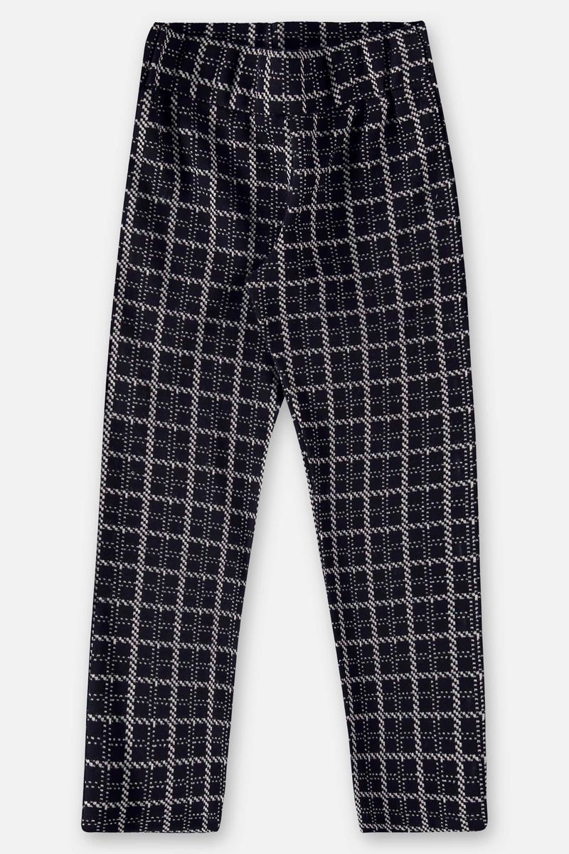 Calca-Xadrez-em-Malha-Jacquard-Infantil-para-Menina--Preto--Up-Baby