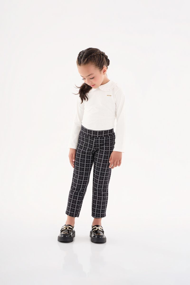 Calca-Xadrez-em-Malha-Jacquard-Infantil-para-Menina--Preto--Up-Baby