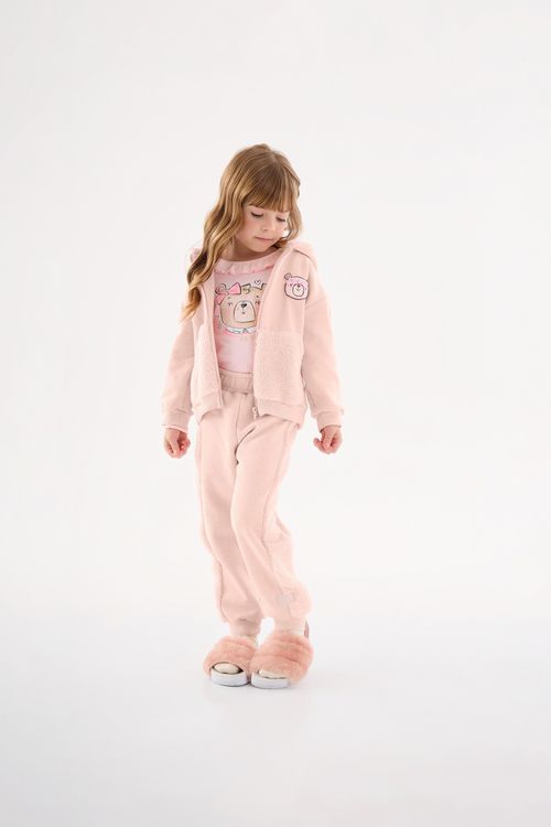 Conjunto Jaqueta e Calça em Moletom Infantil Menina (Rosa) Up Baby