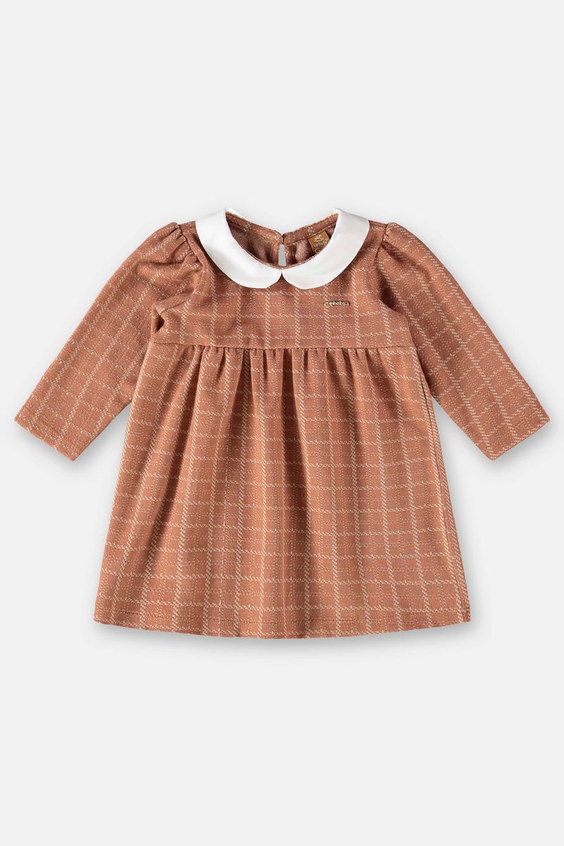 Vestido-de-Inverno-em-Jacquard-Infantil--Marrom--Up-Baby