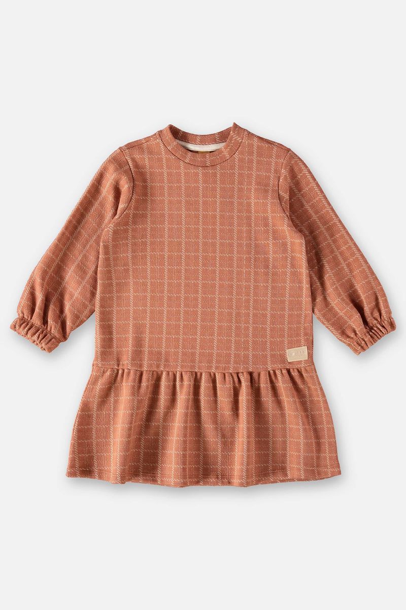 Vestido-Xadrez-em-Jacquard-Infantil--Marrom--Up-Baby