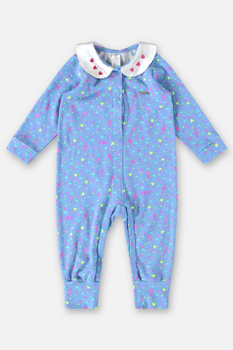 Macacão em Suedine para Bebê Menina (Azul) Up Baby