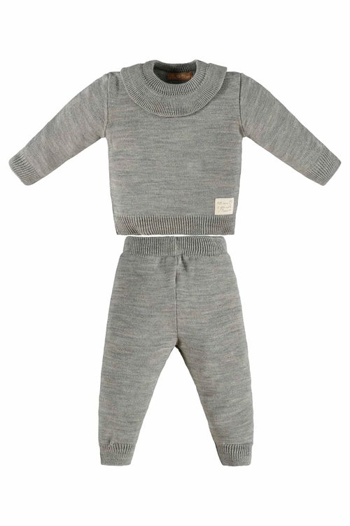 Conjunto em Tricot com Blusão e Calça para Bebês (Cinza) Up Baby