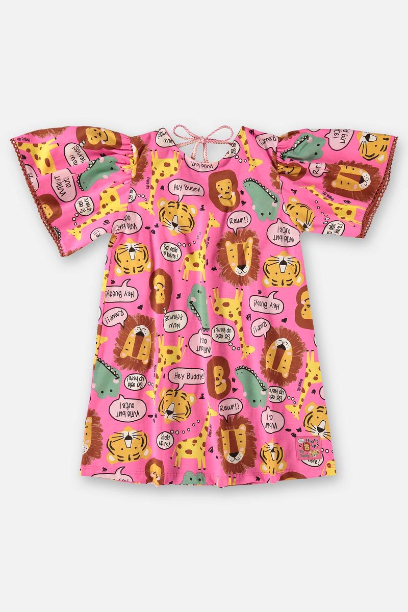 Vestido-Infantil-de-Manga-Curta-em-Meia-Malha--Rosa--Up-Baby