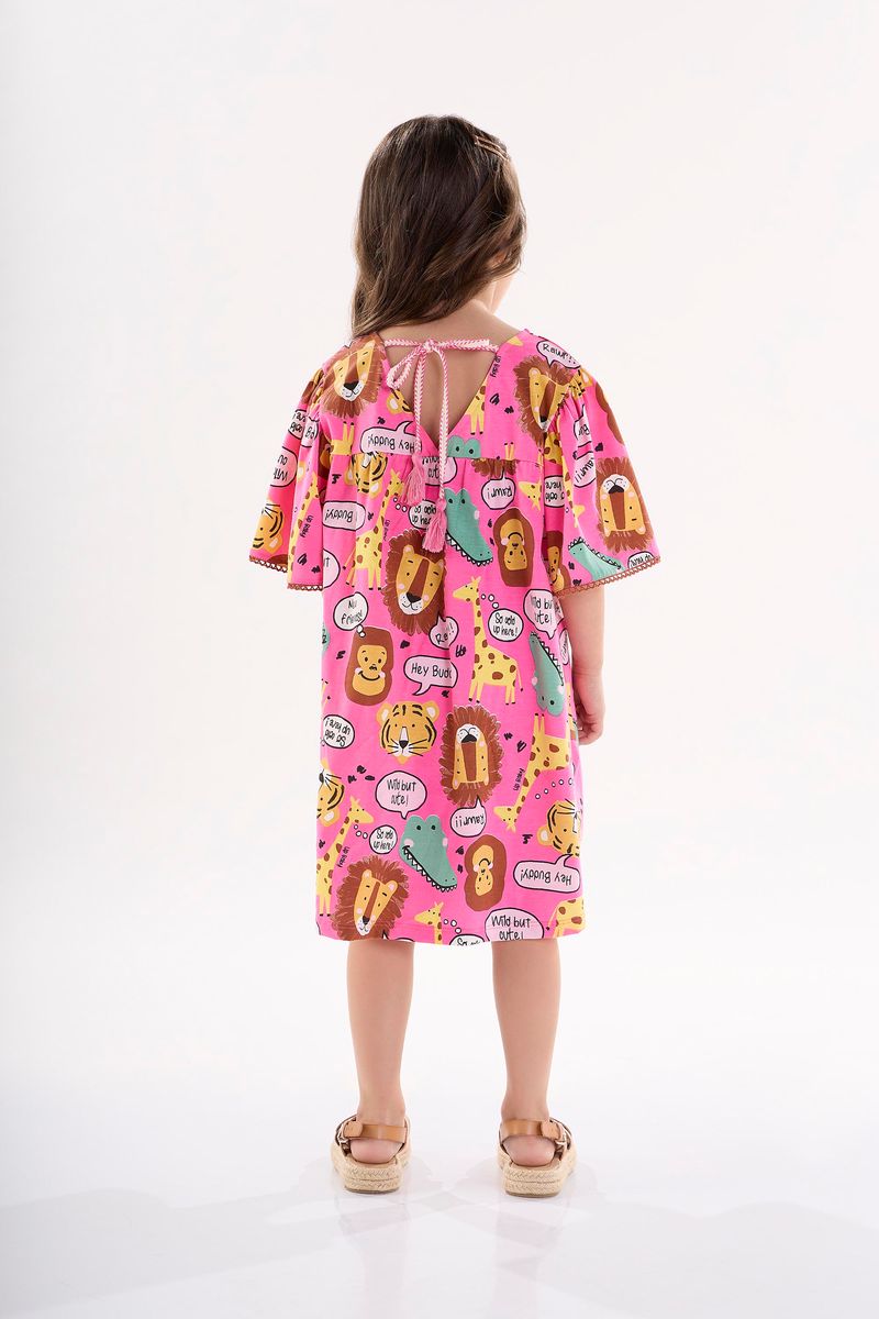 Vestido-Infantil-de-Manga-Curta-em-Meia-Malha--Rosa--Up-Baby