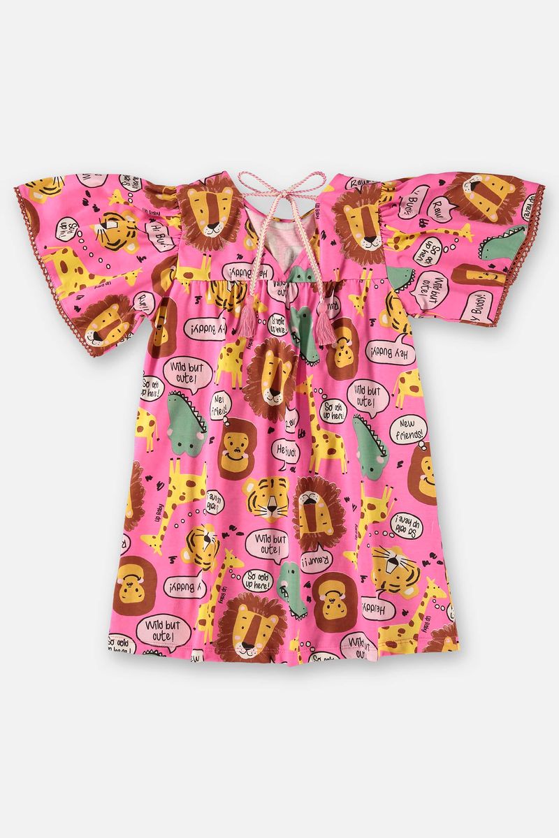 Vestido-Infantil-de-Manga-Curta-em-Meia-Malha--Rosa--Up-Baby