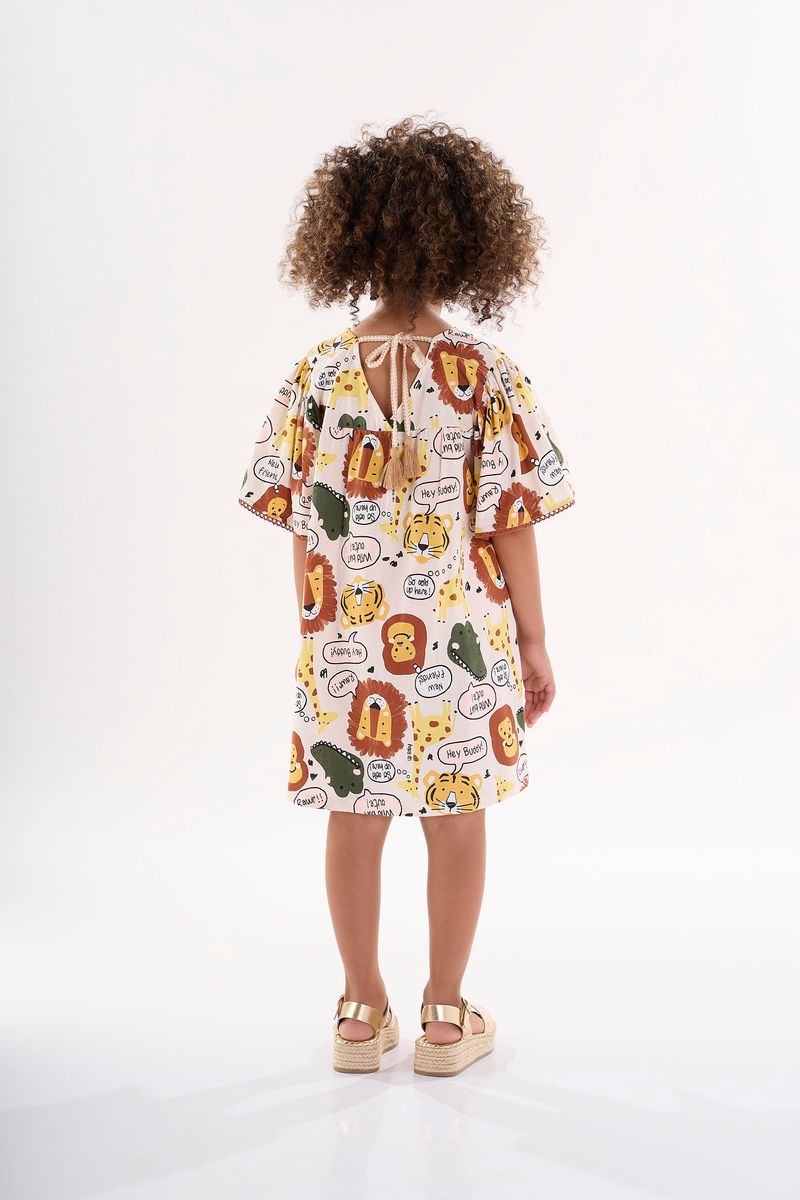 Vestido-Infantil-de-Manga-Curta-em-Meia-Malha--Bege--Up-Baby