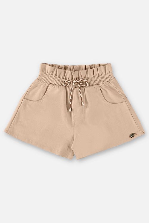 Short Infantil para Menina em Linho (Bege) Up Baby