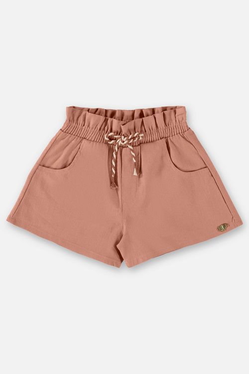 Short Infantil para Menina em Linho (Marrom) Up Baby